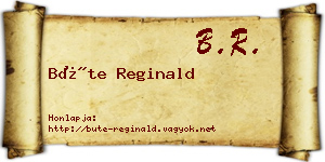 Büte Reginald névjegykártya